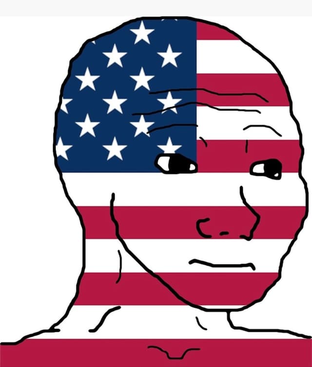 Wojak with USA flag on his face